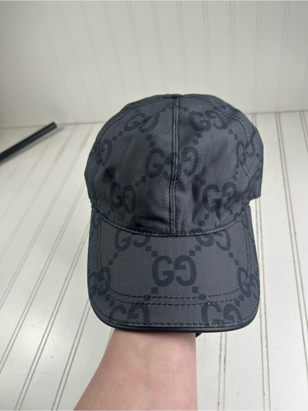 Gucci GG Logo Nylon Adjustable Baseball Cap Black Monogram Unisex $520 - Picture 5 of 8